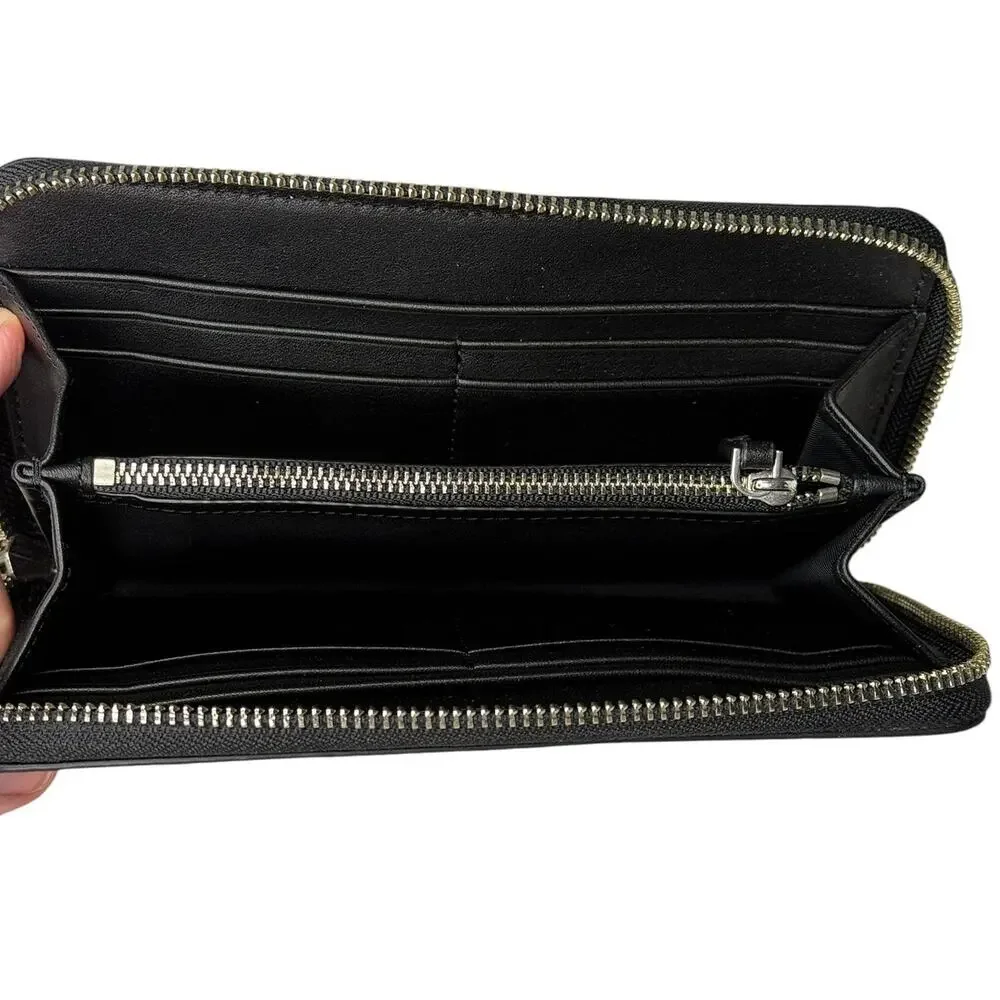 Tory Burch Gray Snake Print Zip Around Continental Wallet Leather